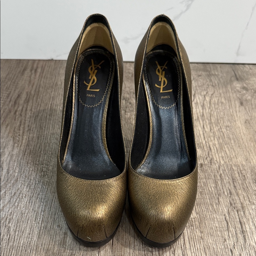 Yves Saint Laurent Metallic Gold Heels
